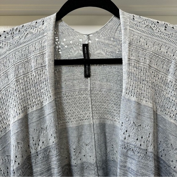 White House Black Market Blue Ombre Knit Shawl Cardigan Wrap Size Small - Picture 4 of 13